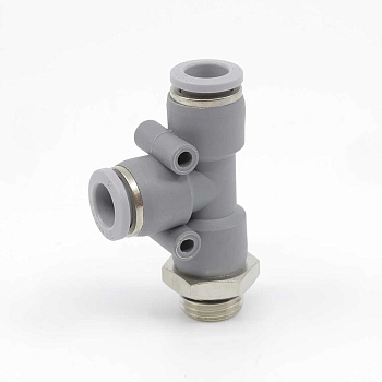 Тройник пластиковый цанговый T-образный с резьбой PRTY-M5-6 Pemaks